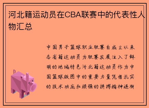 河北籍运动员在CBA联赛中的代表性人物汇总